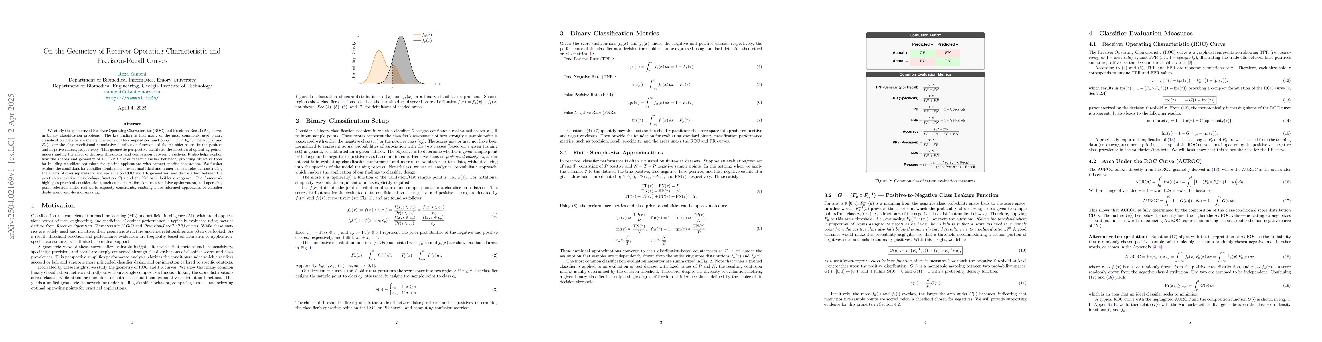 Thumbnail for On the Geometry of Receiver Operating Characteristic and
  Precision-Recall Curves