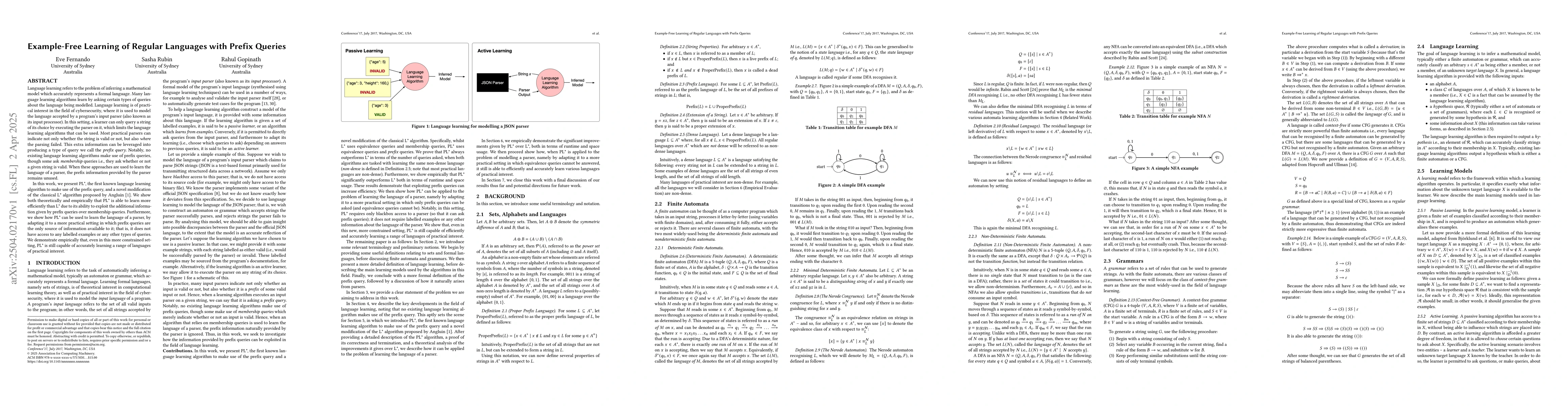 Thumbnail for Example-Free Learning of Regular Languages with Prefix Queries