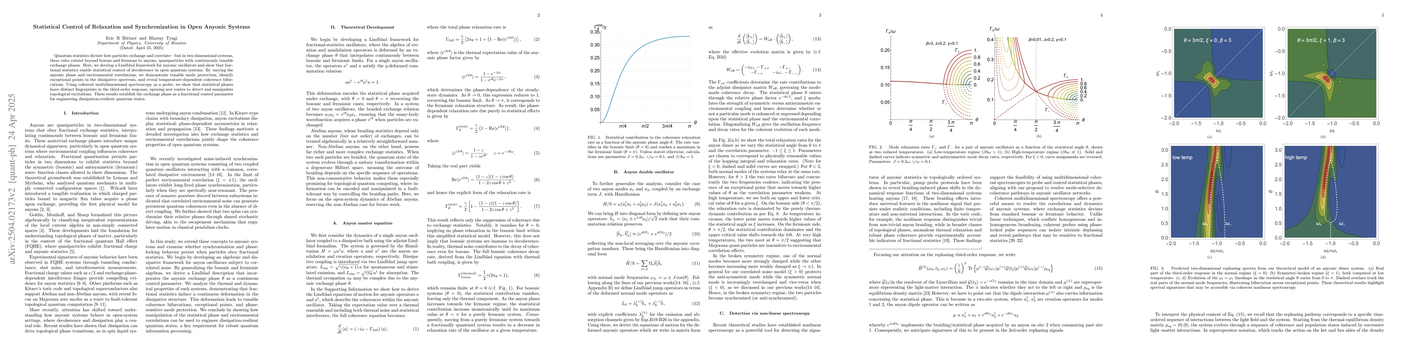 Thumbnail for Statistical Control of Relaxation and Synchronization in Open Anyonic
  Systems
