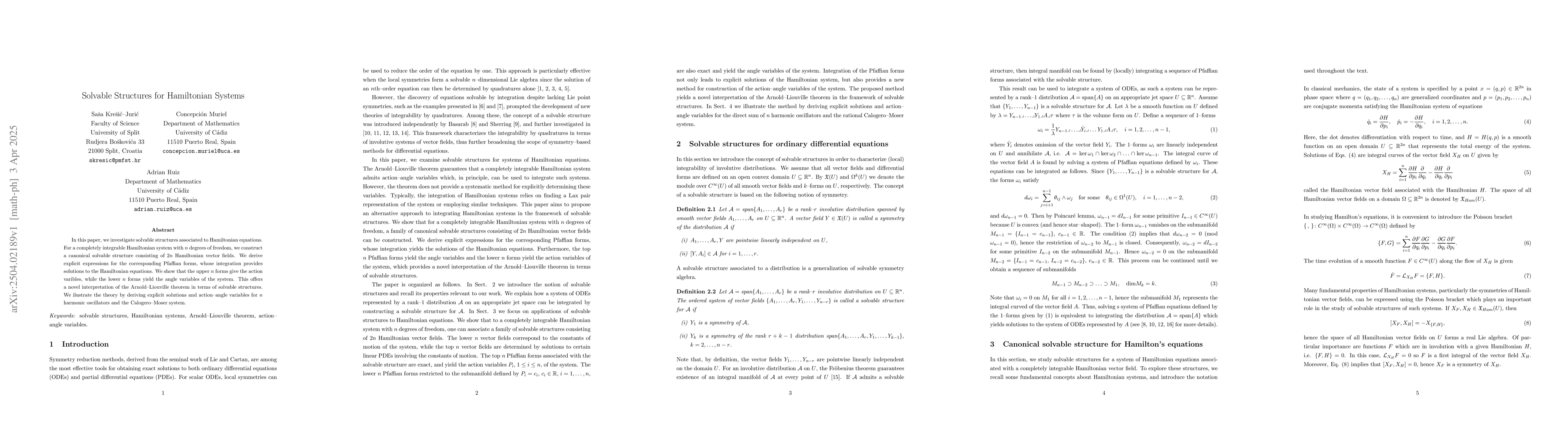 Thumbnail for Solvable Structures for Hamiltonian Systems