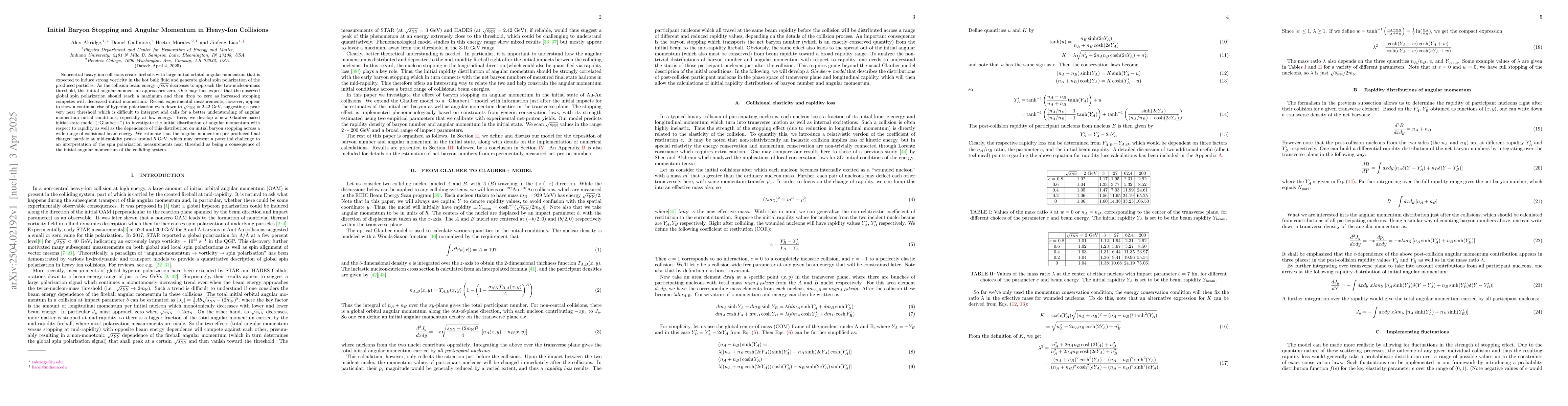 Thumbnail for Initial Baryon Stopping and Angular Momentum in Heavy-Ion Collisions