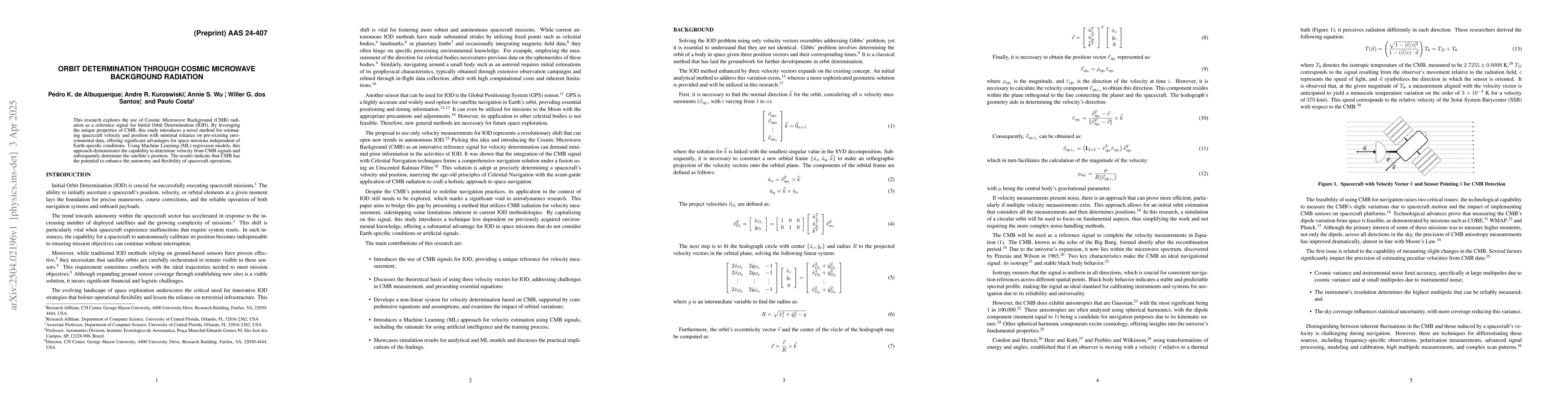 Thumbnail for Orbit Determination through Cosmic Microwave Background Radiation