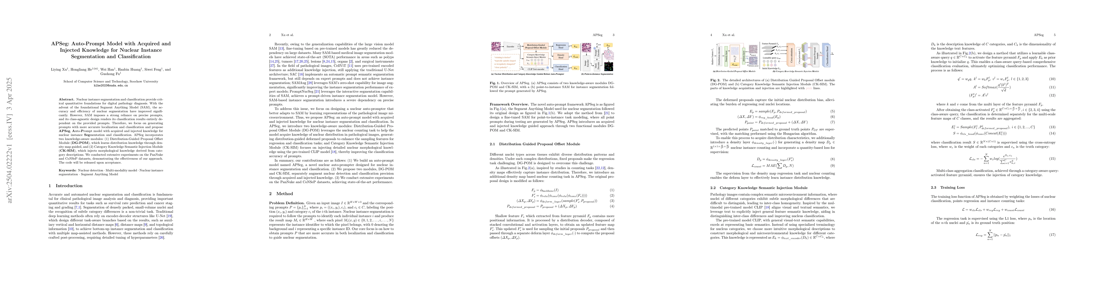 Thumbnail for APSeg: Auto-Prompt Model with Acquired and Injected Knowledge for
  Nuclear Instance Segmentation and Classification