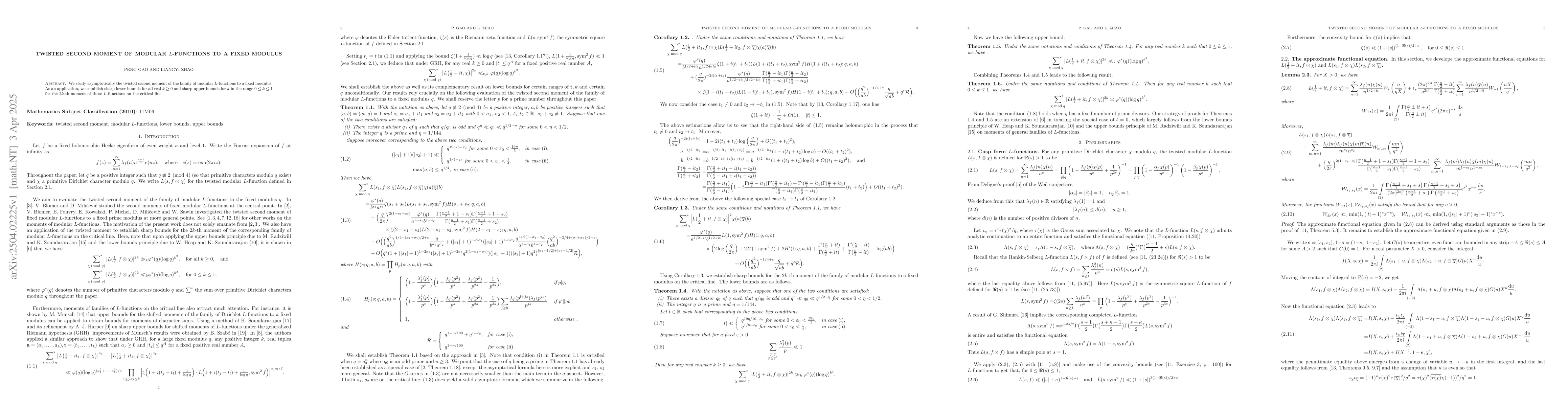Thumbnail for Twisted second moment of modular $L$-functions to a fixed modulus