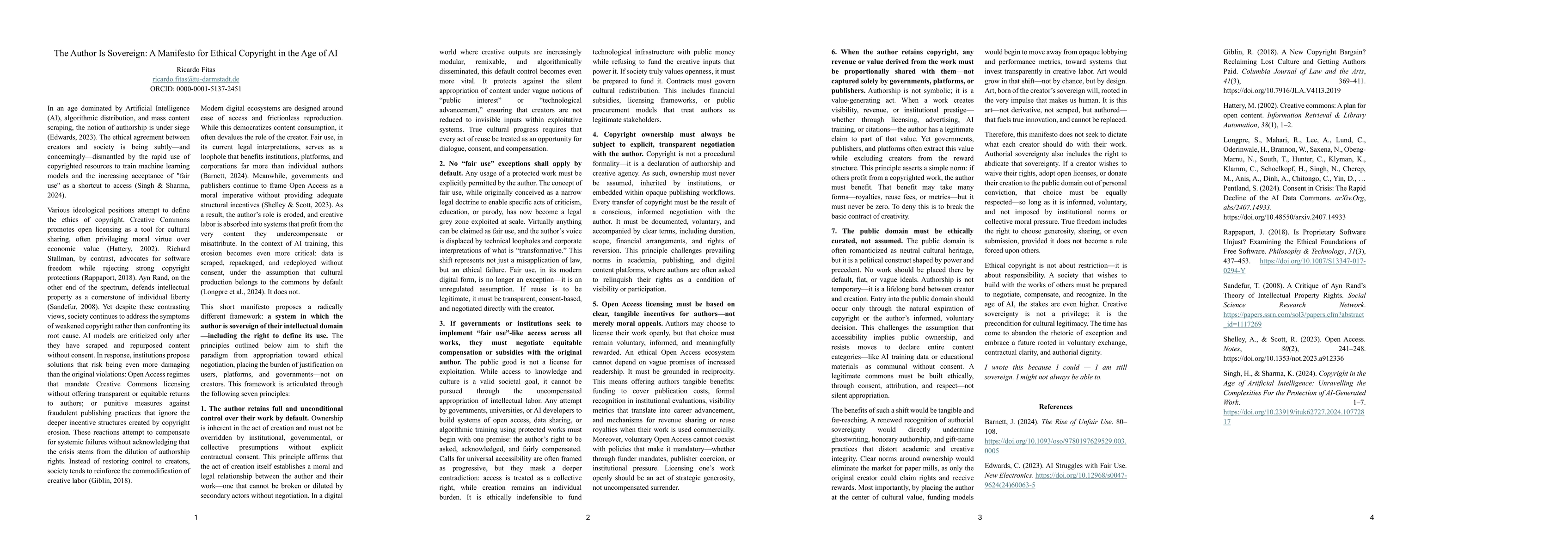 Thumbnail for The Author Is Sovereign: A Manifesto for Ethical Copyright in the Age of
  AI