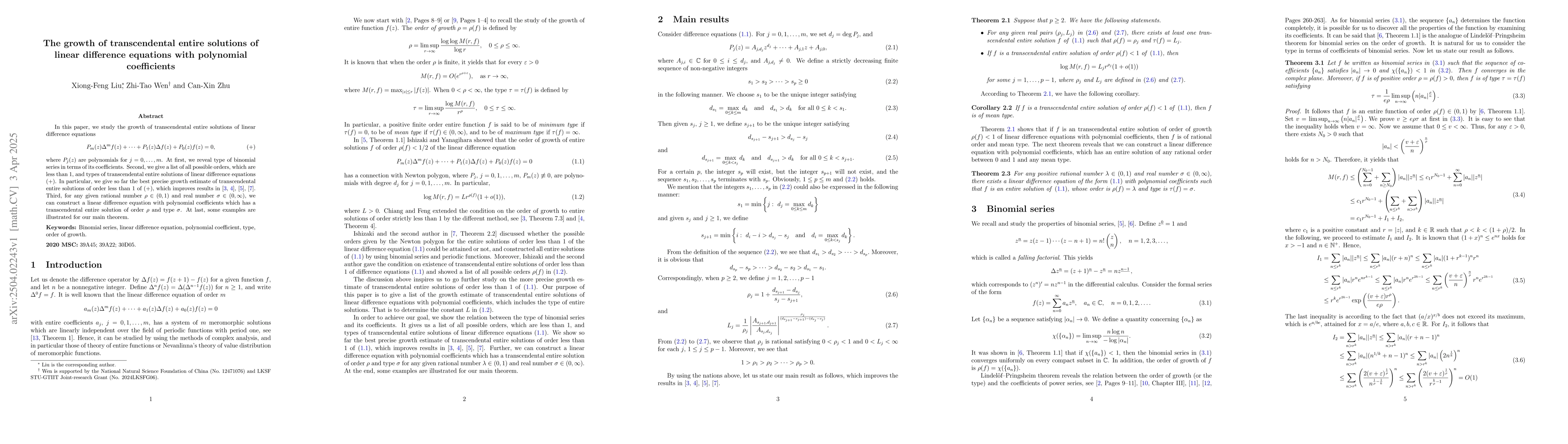 Thumbnail for The growth of transcendental entire solutions of linear difference
  equations with polynomial coefficients