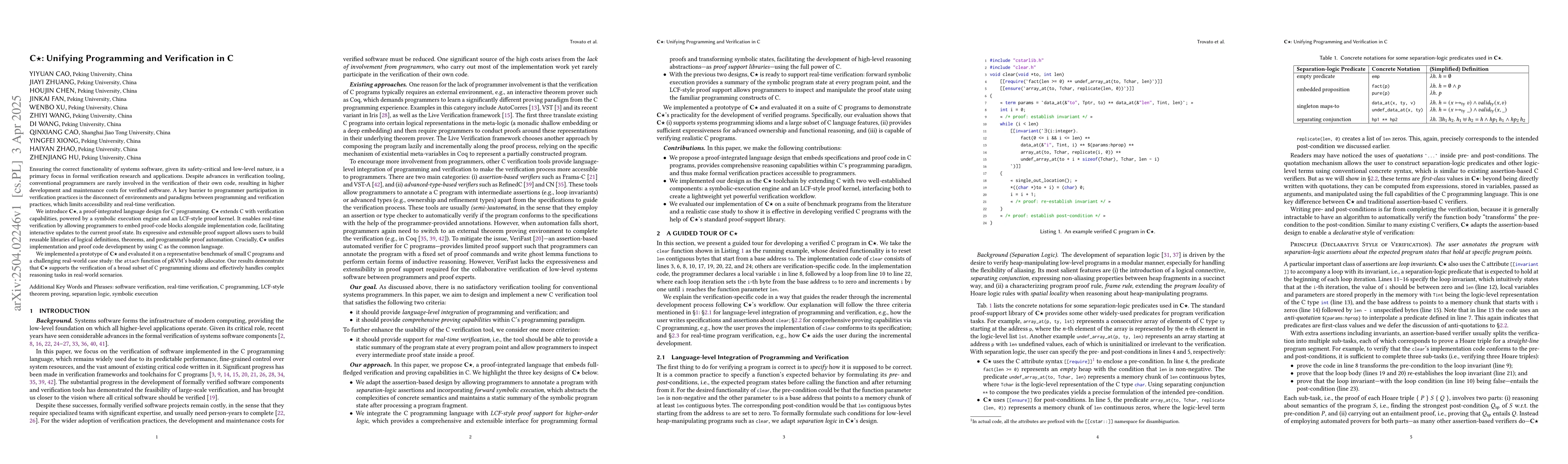 Thumbnail for C*: Unifying Programming and Verification in C