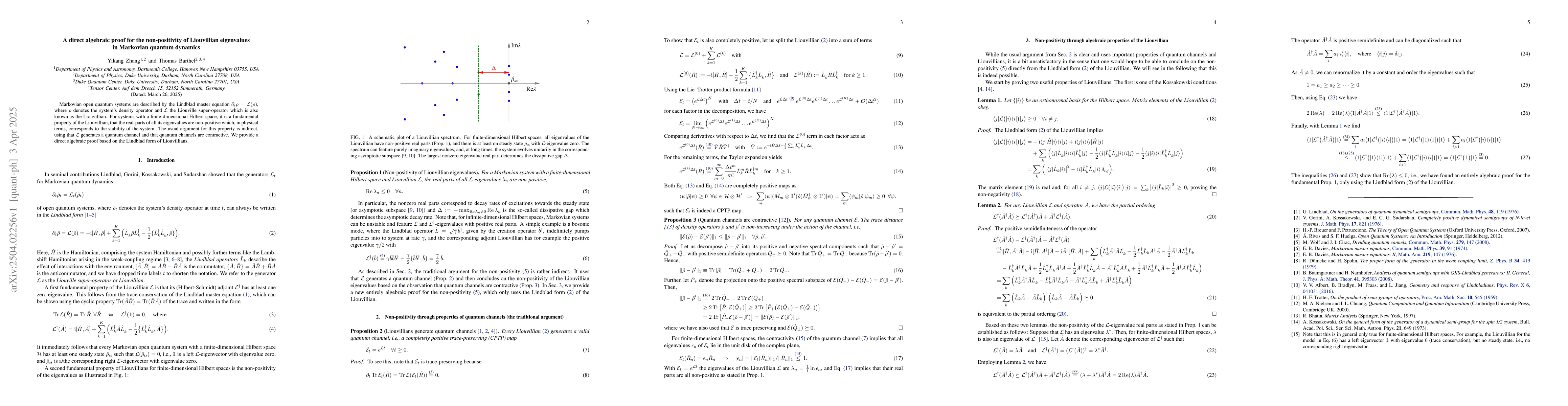 Thumbnail for A direct algebraic proof for the non-positivity of Liouvillian
  eigenvalues in Markovian quantum dynamics