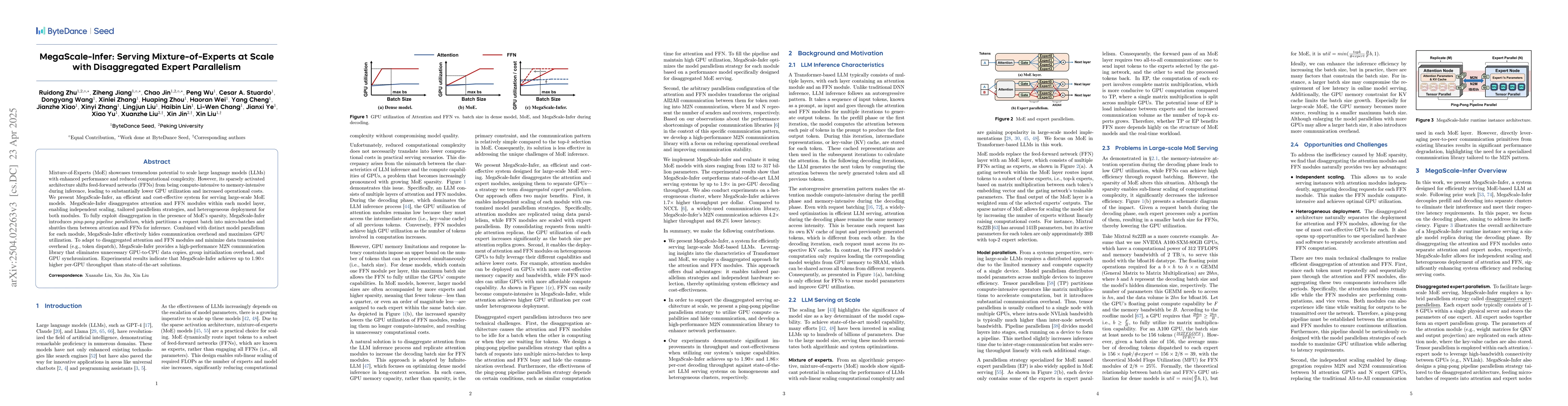 Thumbnail for MegaScale-Infer: Serving Mixture-of-Experts at Scale with Disaggregated
  Expert Parallelism