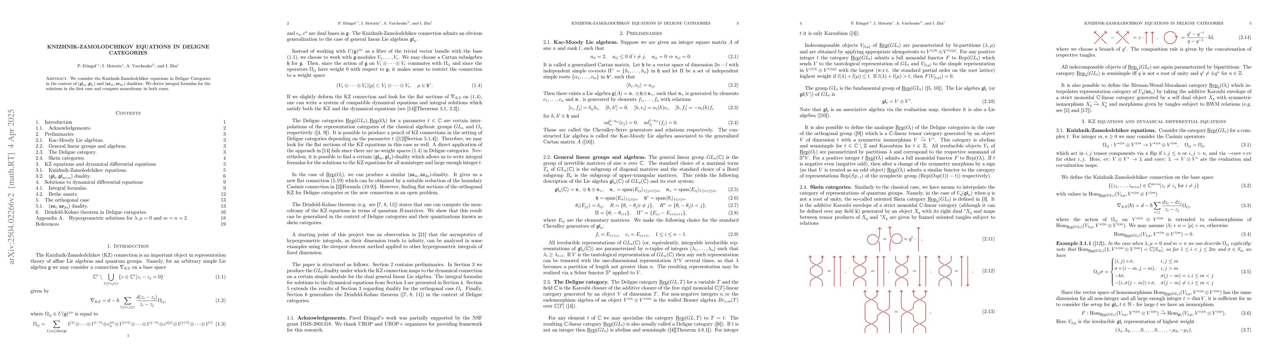 Thumbnail for Knizhnik-Zamolodchikov equations in Deligne categories