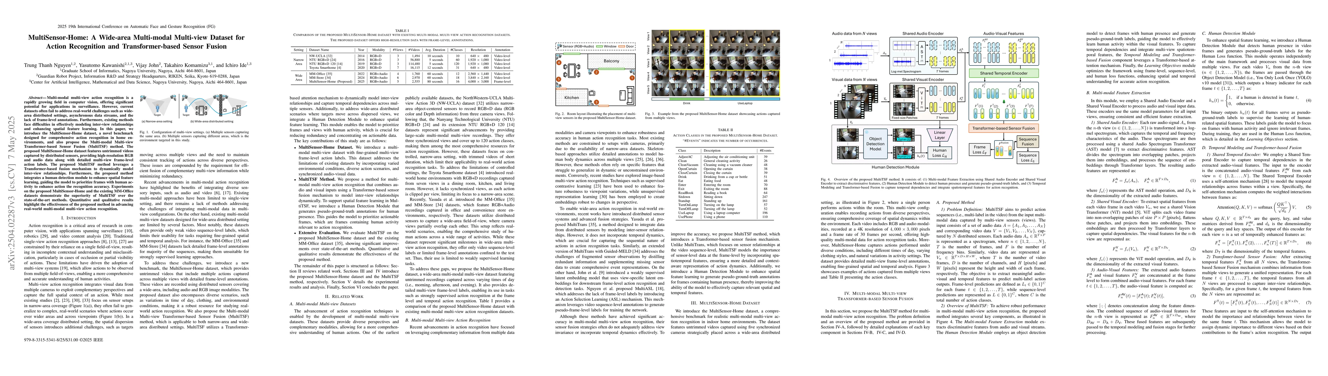 Thumbnail for MultiSensor-Home: A Wide-area Multi-modal Multi-view Dataset for Action
  Recognition and Transformer-based Sensor Fusion