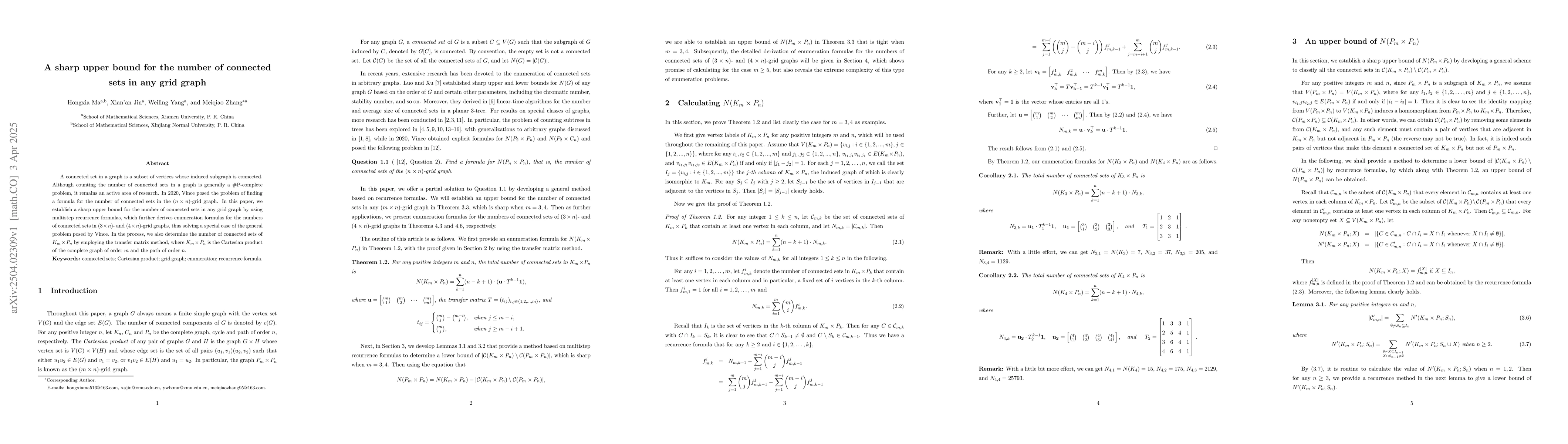 Thumbnail for A sharp upper bound for the number of connected sets in any grid graph