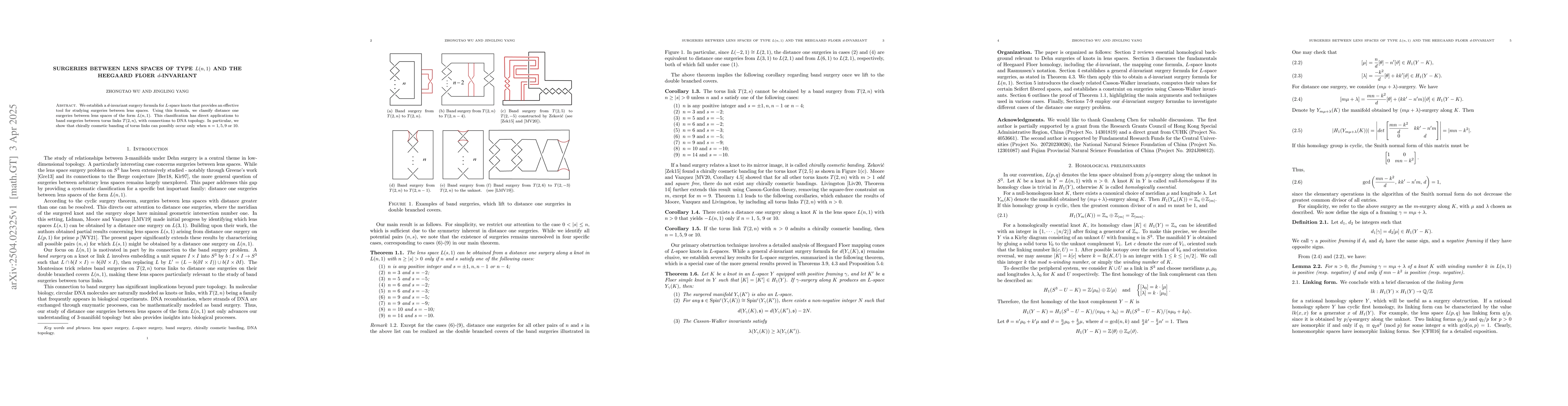 Thumbnail for Surgeries between lens spaces of type $L(n,1)$ and the Heegaard Floer
  $d$-invariant