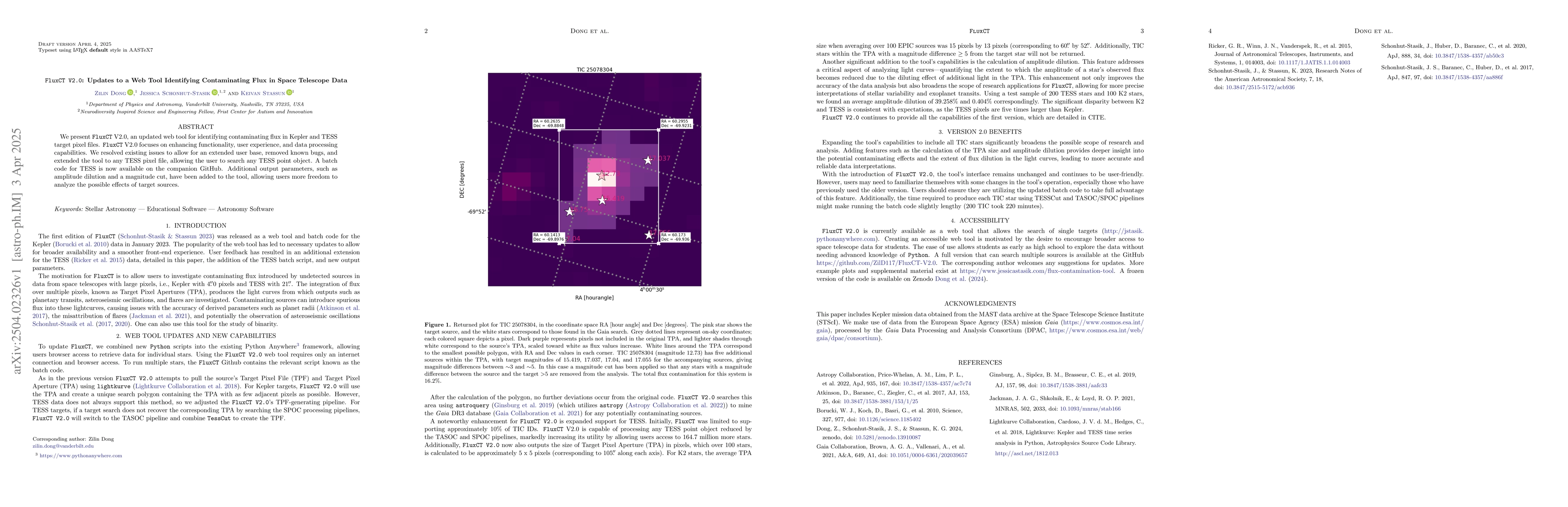 Thumbnail for FluxCT V2.0: Updates to a Web Tool Identifying Contaminating Flux in
  Space Telescope Data