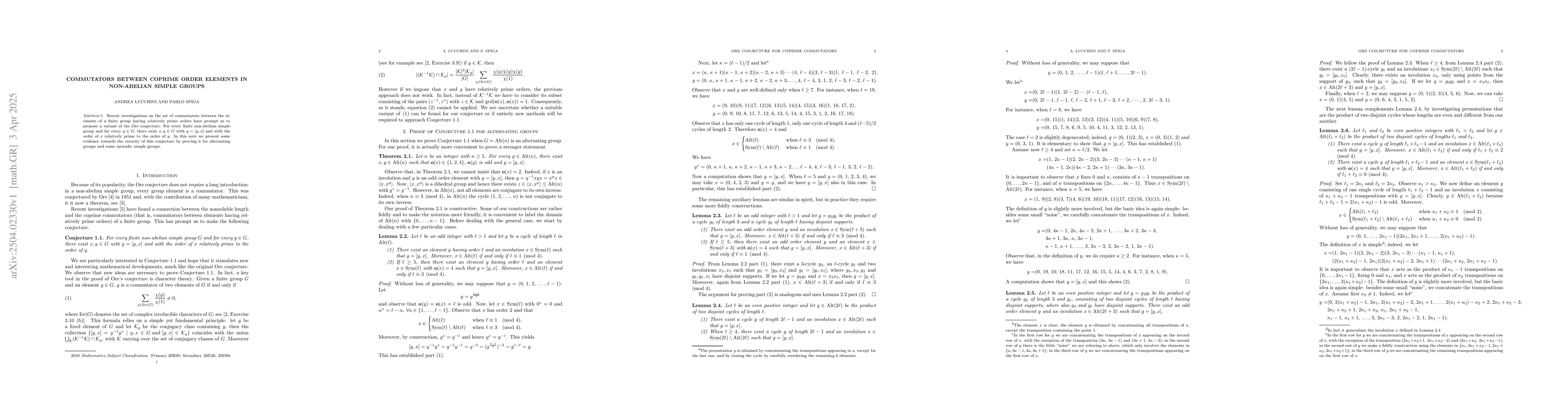Thumbnail for Commutators between coprime order elements in non-abelian simple groups