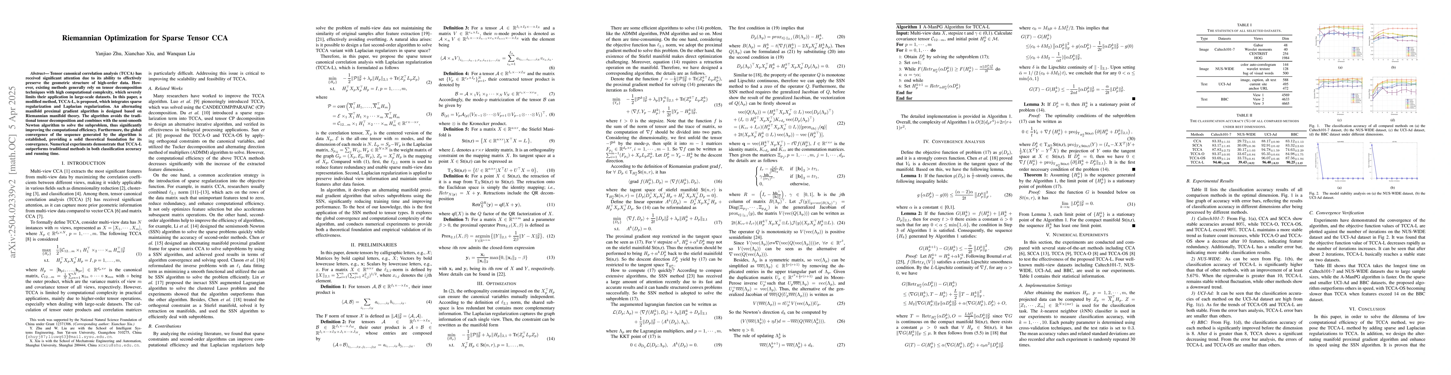 Thumbnail for Riemannian Optimization for Sparse Tensor CCA