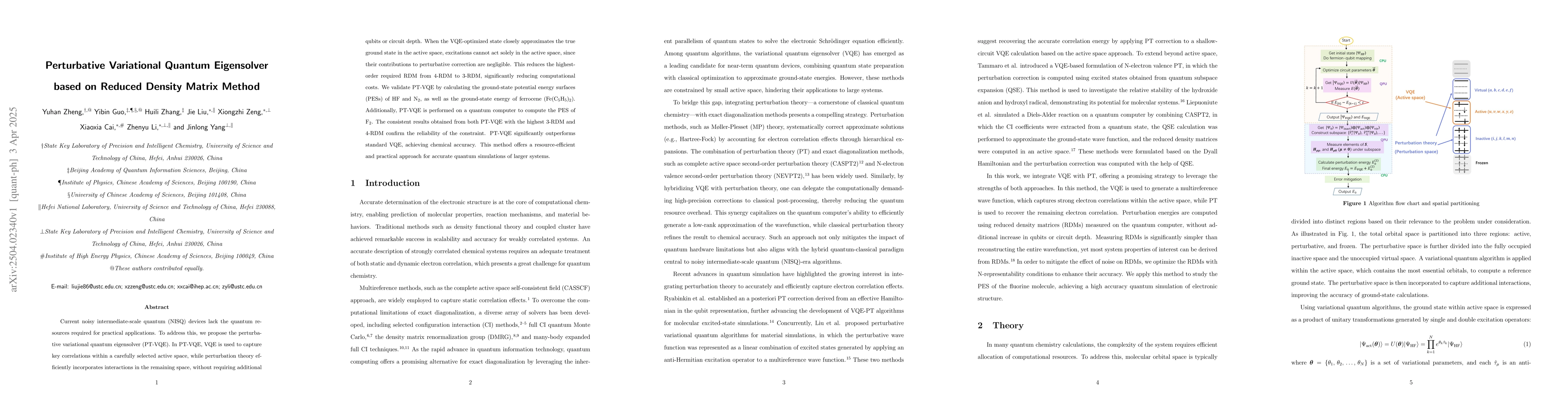 Thumbnail for Perturbative Variational Quantum Eigensolver based on Reduced Density
  Matrix Method