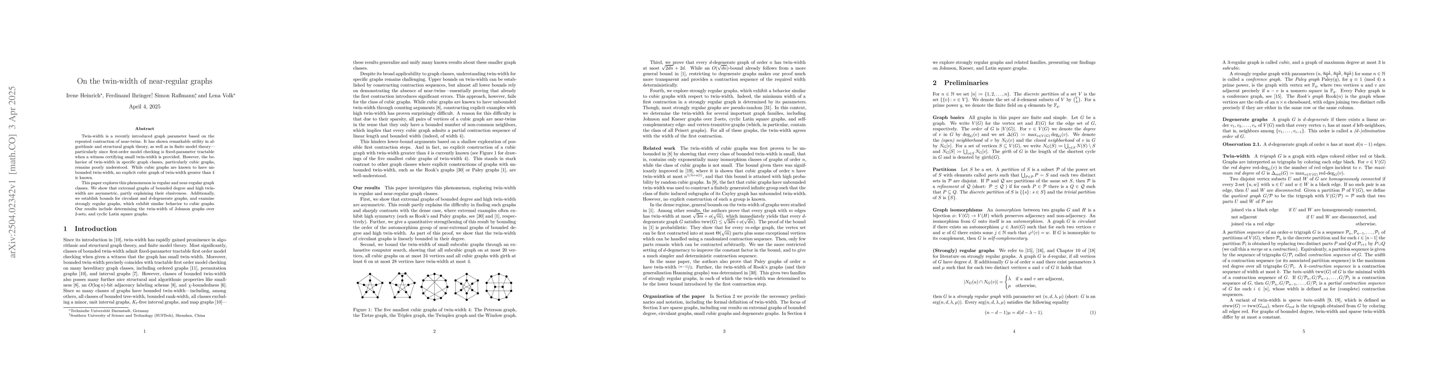 Thumbnail for On the twin-width of near-regular graphs