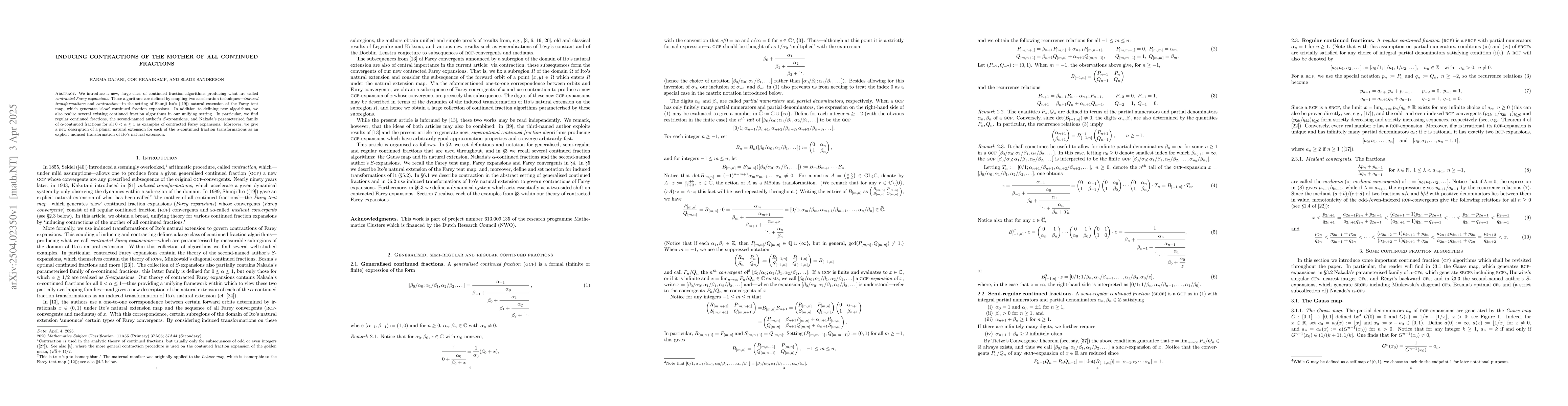 Thumbnail for Inducing contractions of the mother of all continued fractions