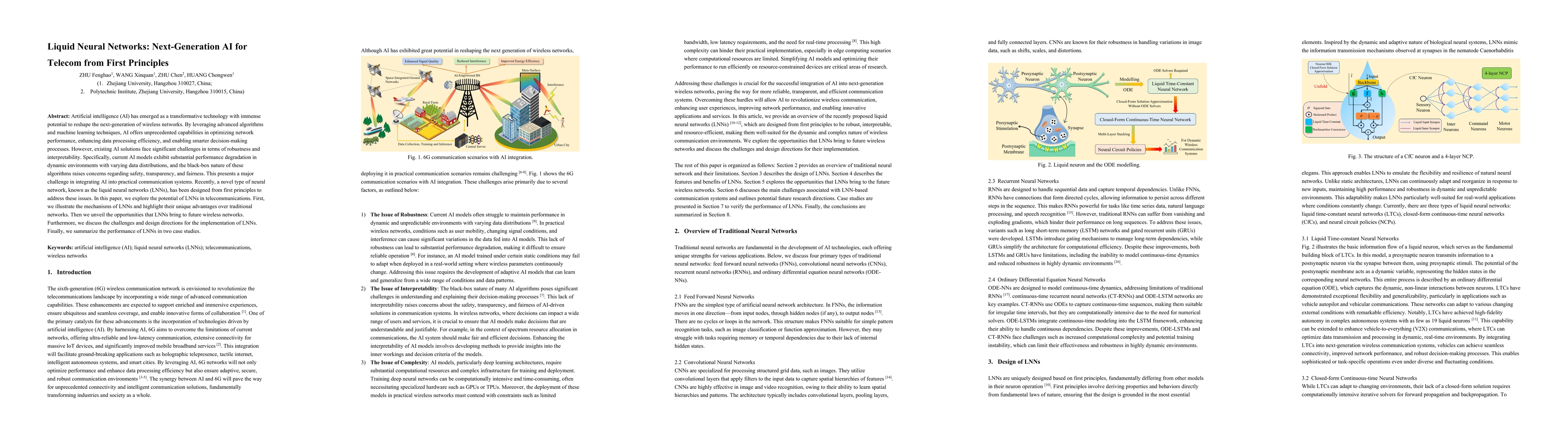Thumbnail for Liquid Neural Networks: Next-Generation AI for Telecom from First
  Principles