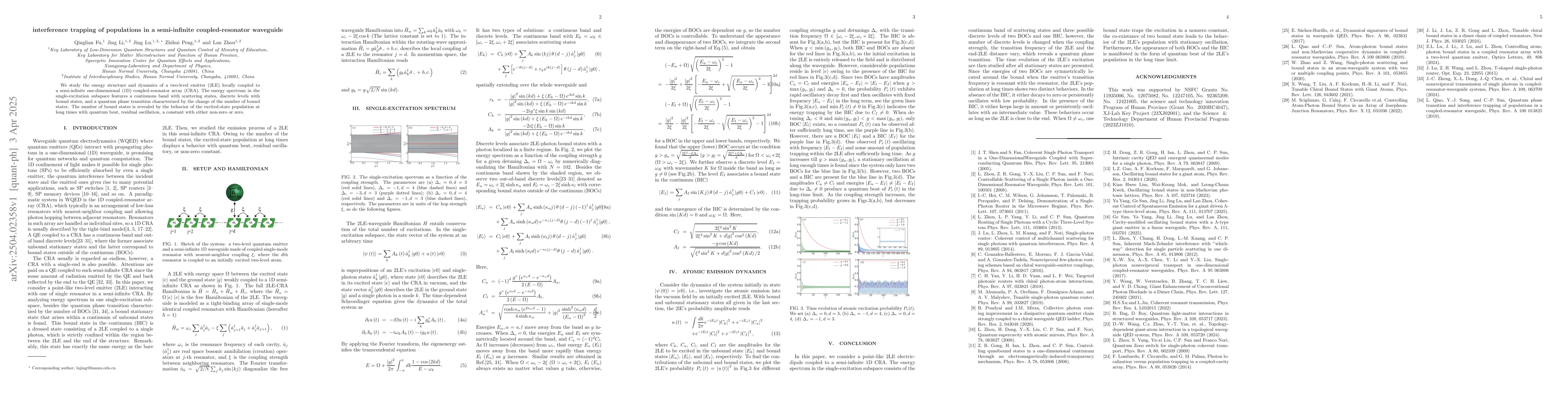 Thumbnail for Interference trapping of populations in a semi-infinite
  coupled-resonator waveguide