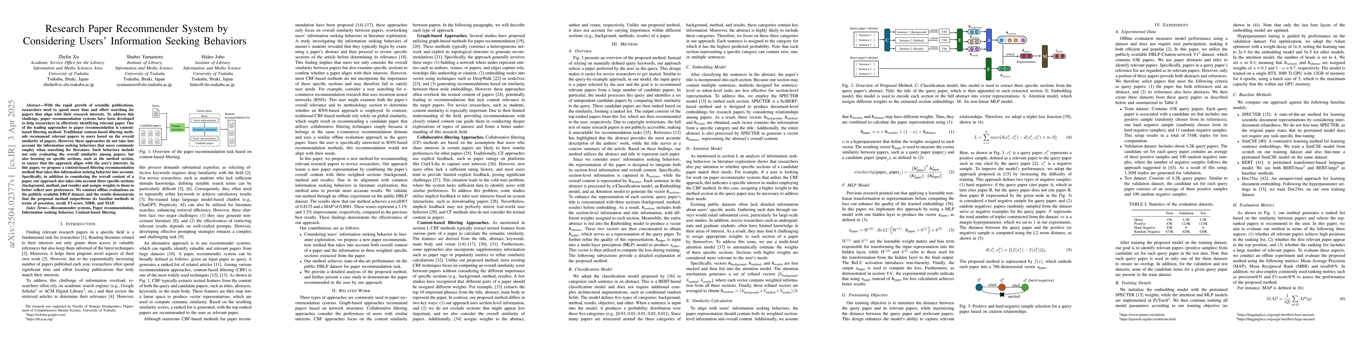 Thumbnail for Research Paper Recommender System by Considering Users' Information
  Seeking Behaviors