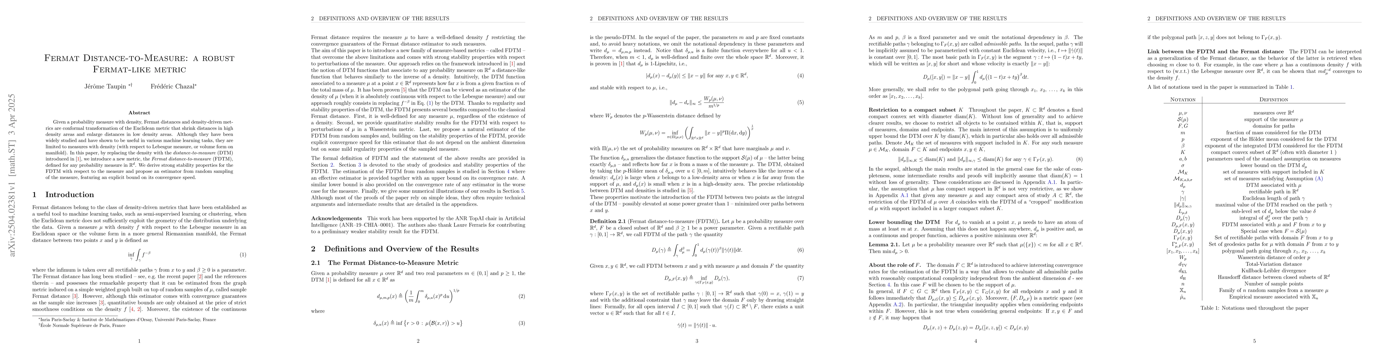 Thumbnail for Fermat Distance-to-Measure: a robust Fermat-like metric