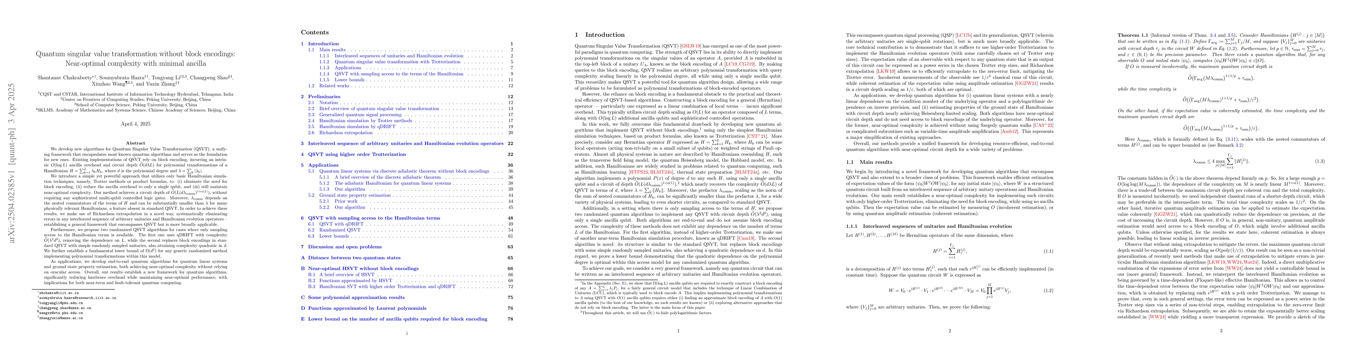 Thumbnail for Quantum singular value transformation without block encodings:
  Near-optimal complexity with minimal ancilla