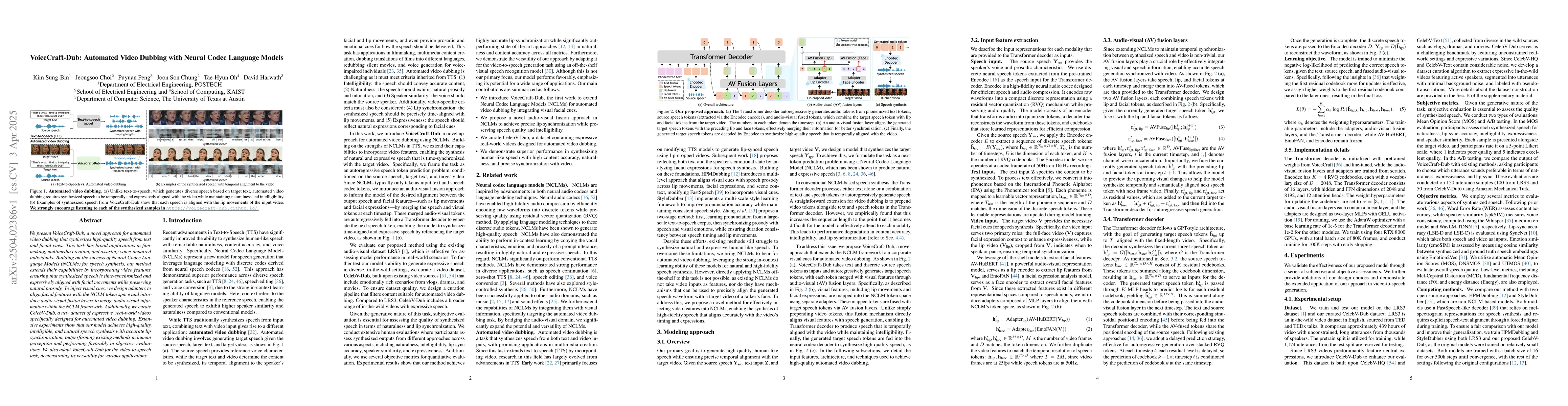 Thumbnail for VoiceCraft-Dub: Automated Video Dubbing with Neural Codec Language
  Models