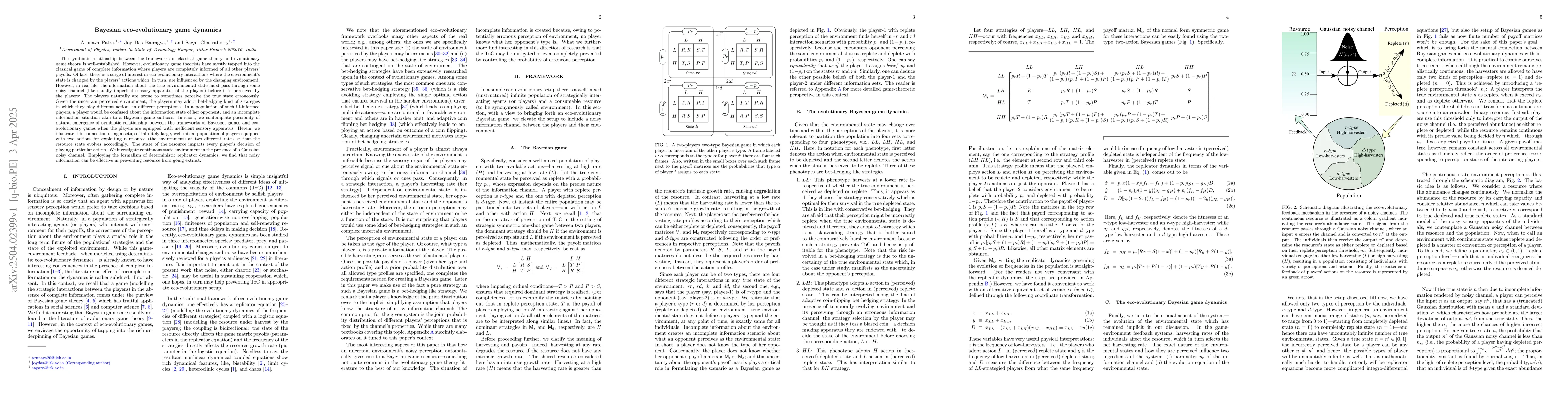 Thumbnail for Bayesian eco-evolutionary game dynamics