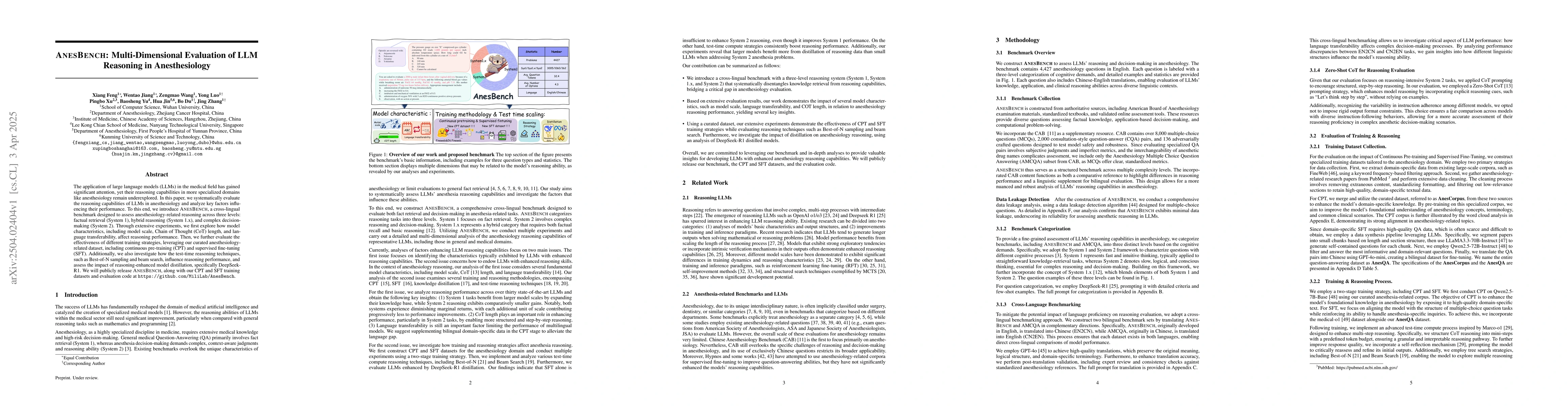 Thumbnail for AnesBench: Multi-Dimensional Evaluation of LLM Reasoning in
  Anesthesiology