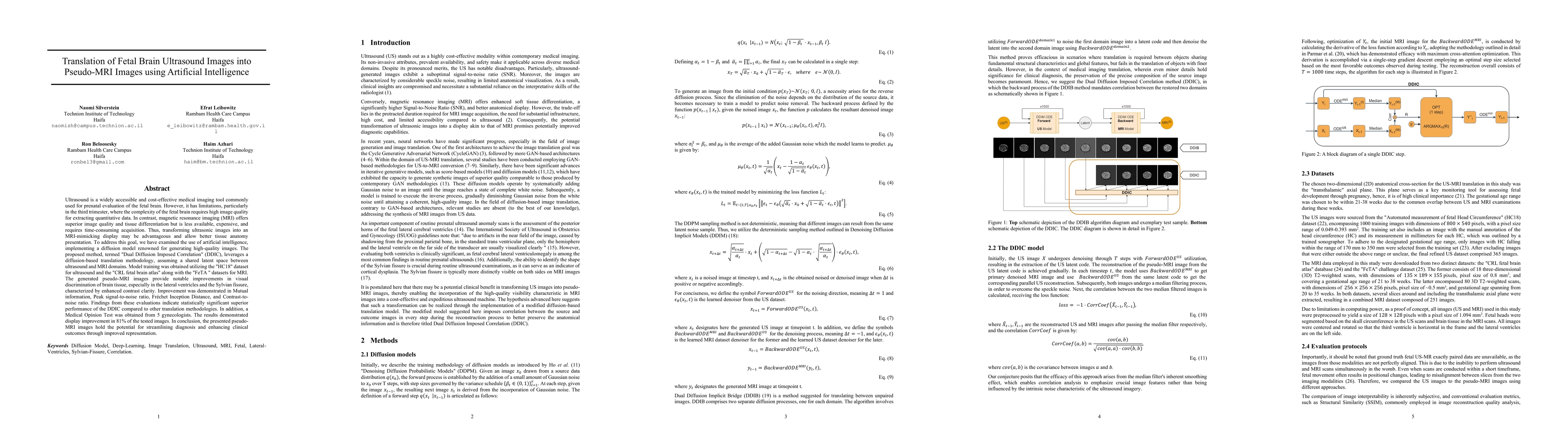 Thumbnail for Translation of Fetal Brain Ultrasound Images into Pseudo-MRI Images
  using Artificial Intelligence