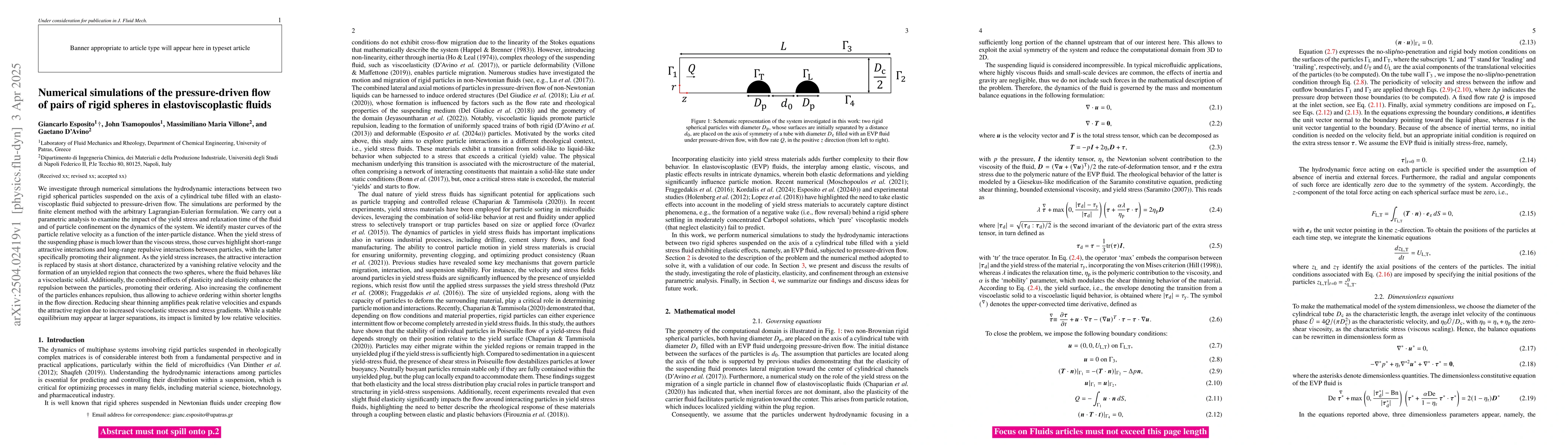 Thumbnail for Numerical simulations of the pressure-driven flow of pairs of rigid
  spheres in elastoviscoplastic fluids