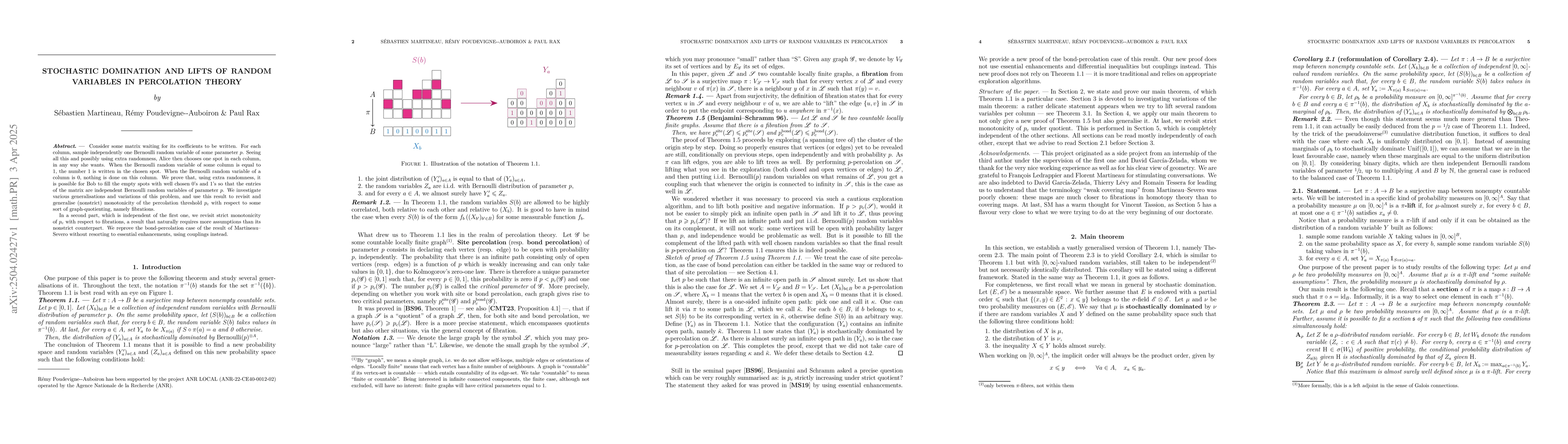 Thumbnail for Stochastic domination and lifts of random variables in percolation
  theory