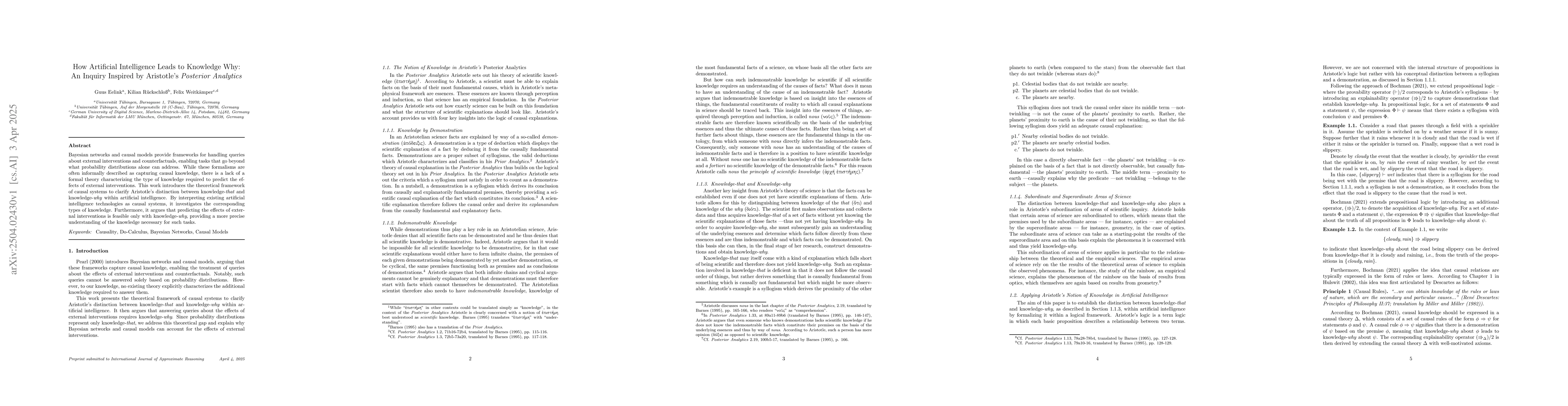 Thumbnail for How Artificial Intelligence Leads to Knowledge Why: An Inquiry Inspired
  by Aristotle's Posterior Analytics