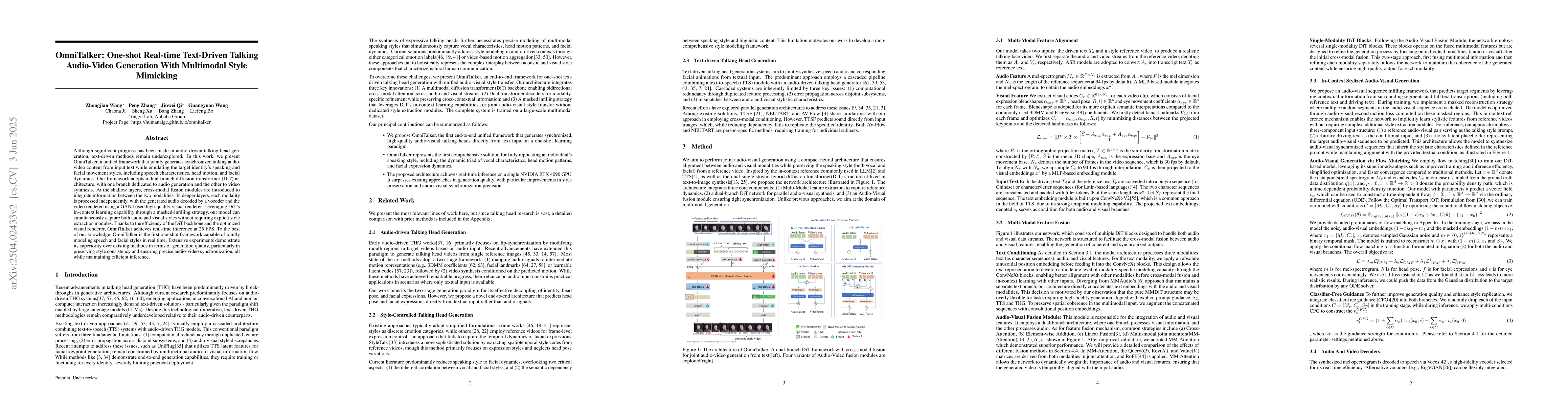 Thumbnail for OmniTalker: One-shot Real-time Text-Driven Talking Audio-Video
  Generation With Multimodal Style Mimicking