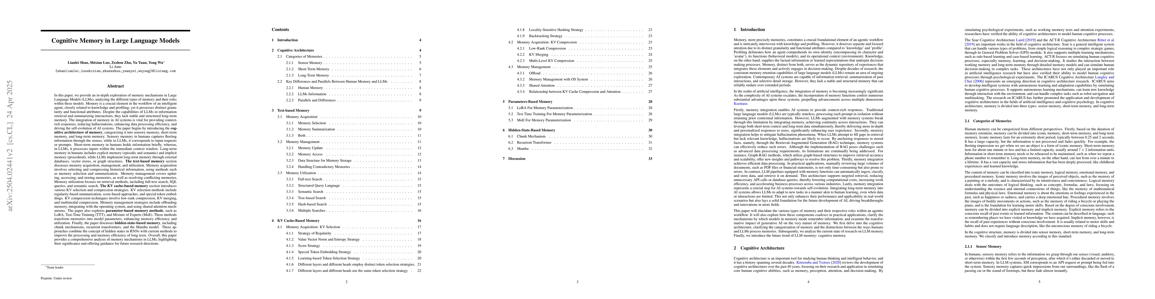 Thumbnail for Cognitive Memory in Large Language Models