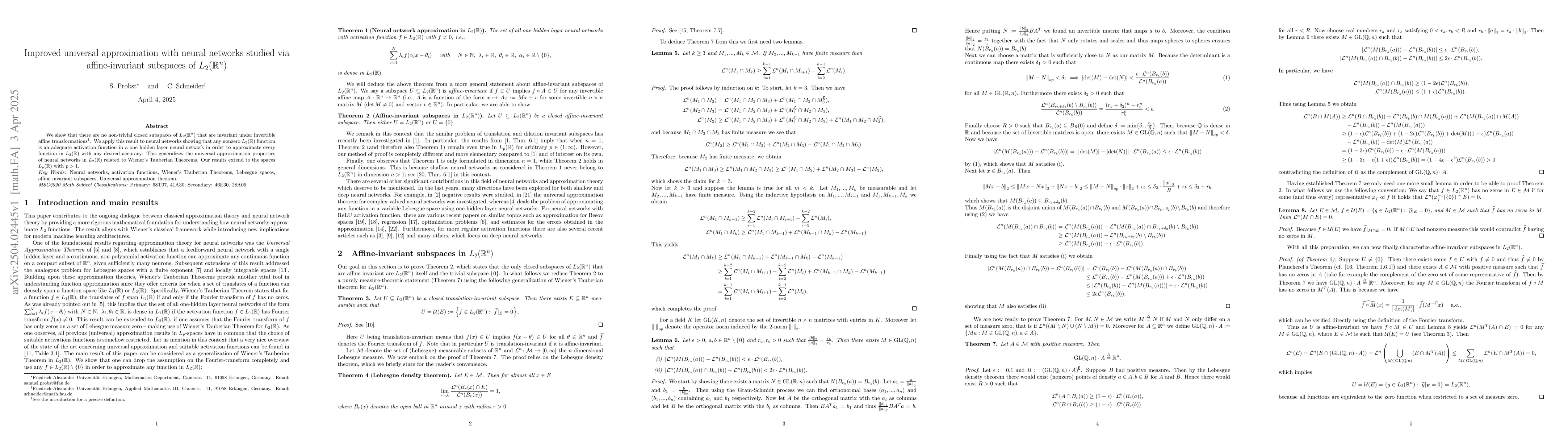 Thumbnail for Improved universal approximation with neural networks studied via
  affine-invariant subspaces of $L_2(\mathbb{R}^n)$
