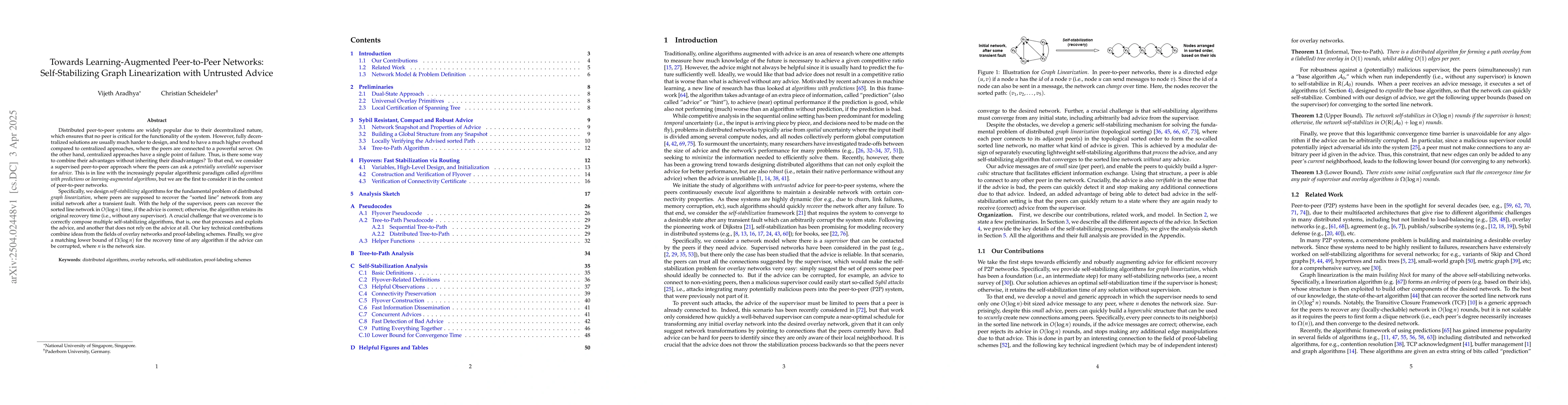 Thumbnail for Towards Learning-Augmented Peer-to-Peer Networks: Self-Stabilizing Graph
  Linearization with Untrusted Advice
