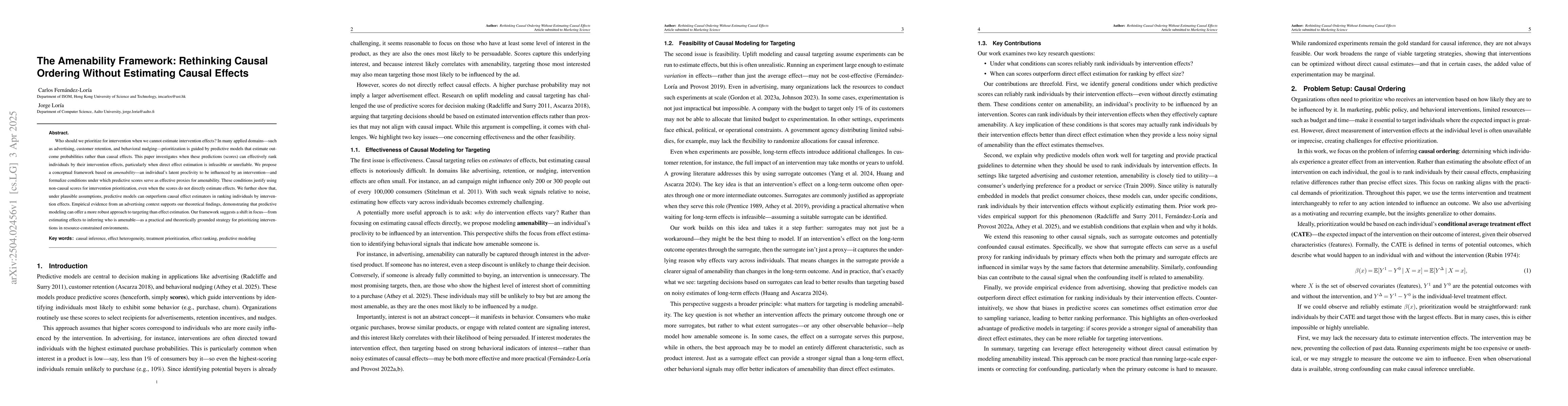 Thumbnail for The Amenability Framework: Rethinking Causal Ordering Without Estimating
  Causal Effects