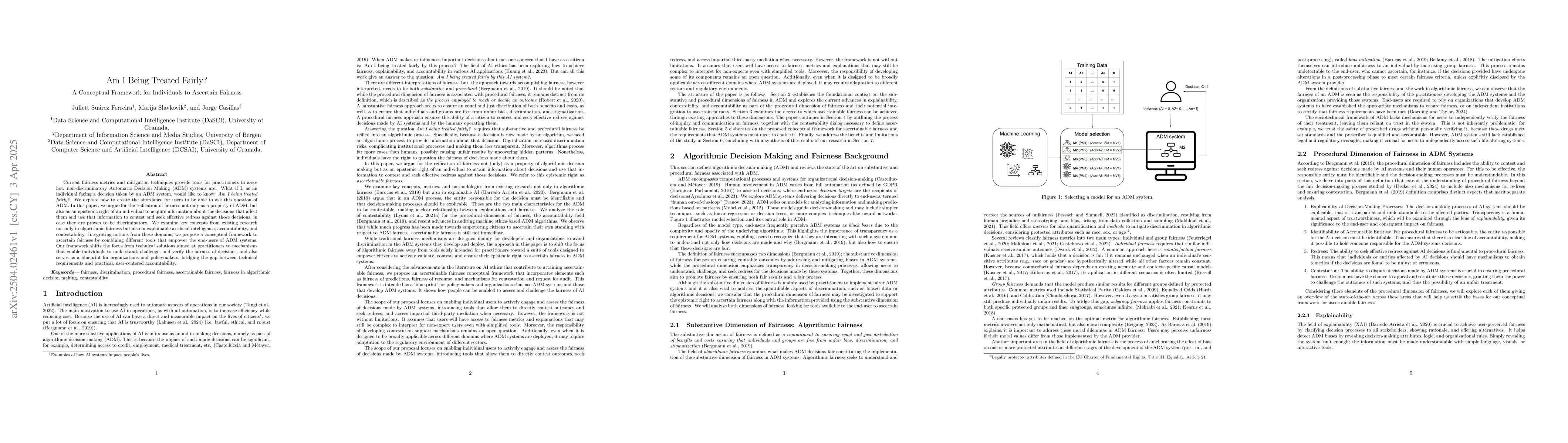 Thumbnail for Am I Being Treated Fairly? A Conceptual Framework for Individuals to
  Ascertain Fairness