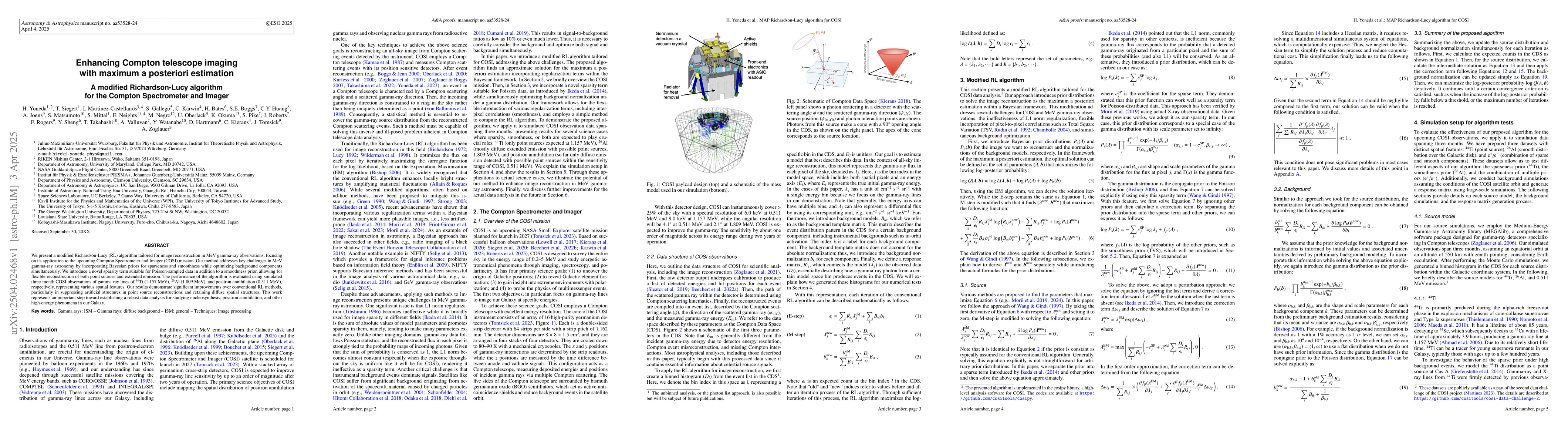 Thumbnail for Enhancing Compton telescope imaging with maximum a posteriori
  estimation: a modified Richardson-Lucy algorithm for the Compton Spectrometer
  and Imager