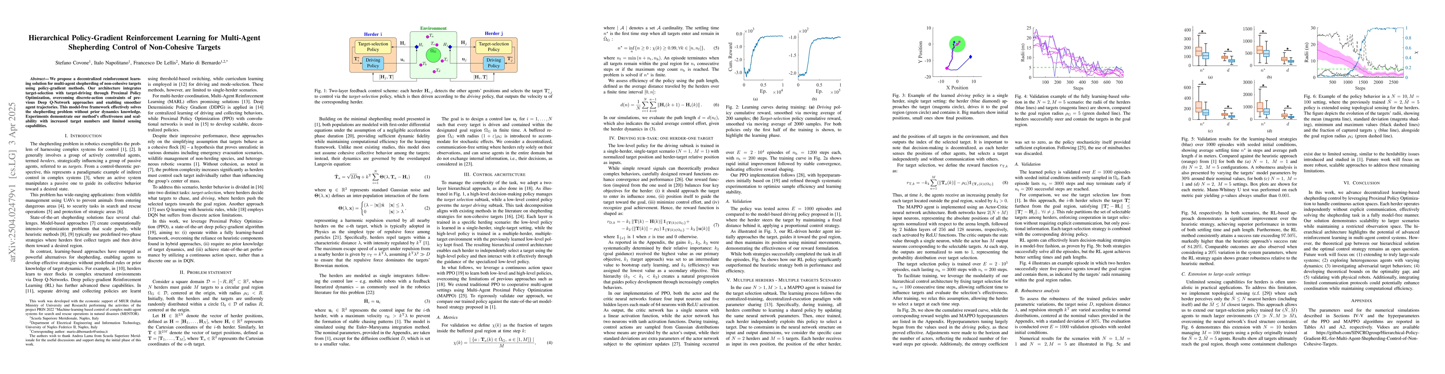 Thumbnail for Hierarchical Policy-Gradient Reinforcement Learning for Multi-Agent
  Shepherding Control of Non-Cohesive Targets