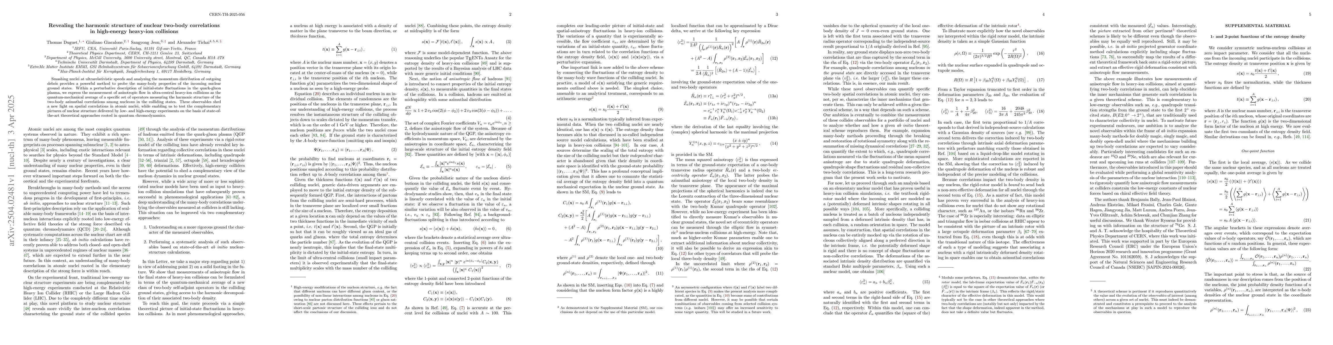 Thumbnail for Revealing the harmonic structure of nuclear two-body correlations in
  high-energy heavy-ion collisions