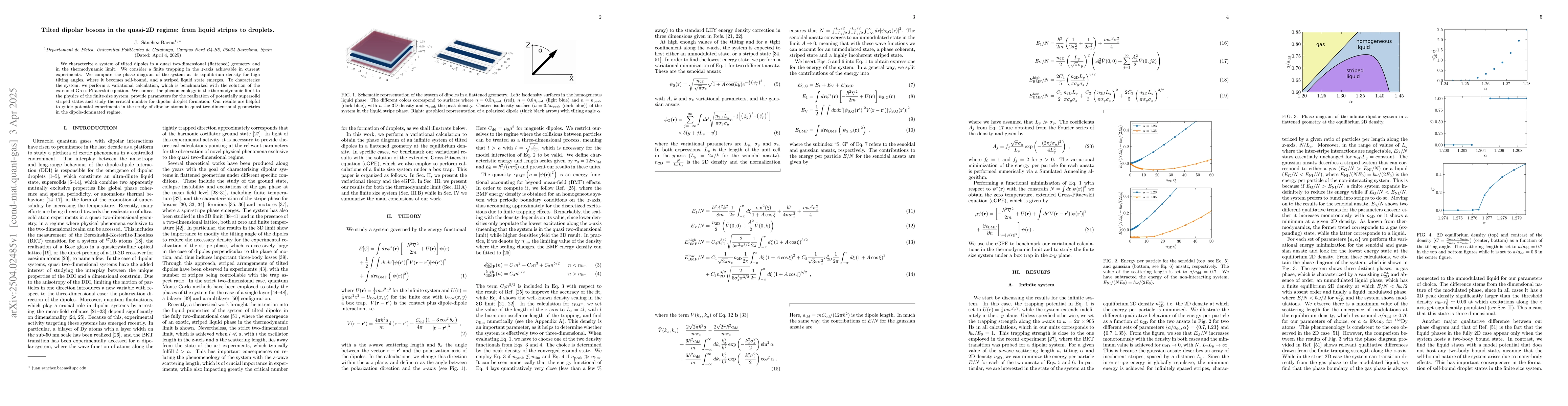 Thumbnail for Tilted dipolar bosons in the quasi-2D regime: from liquid stripes to
  droplets