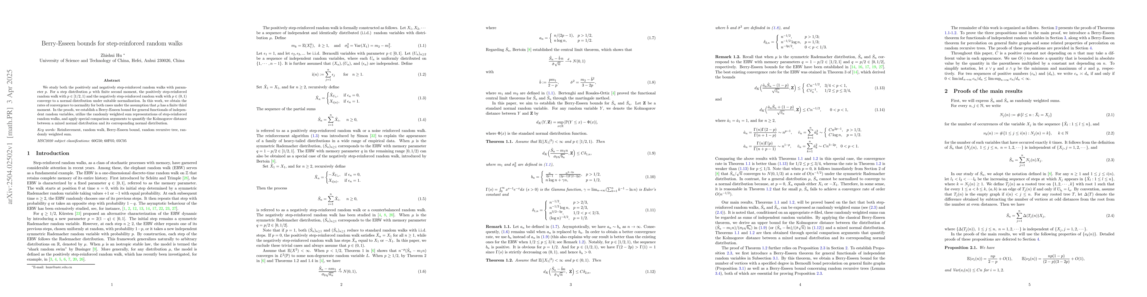 Thumbnail for Berry-Esseen bounds for step-reinforced random walks