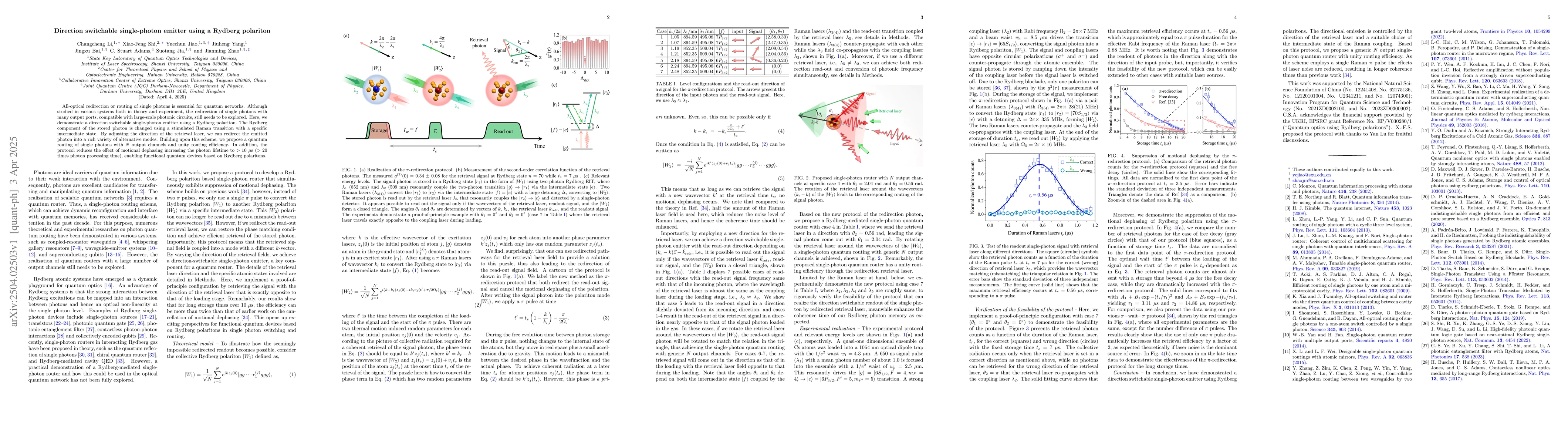 Thumbnail for Direction switchable single-photon emitter using a Rydberg polariton