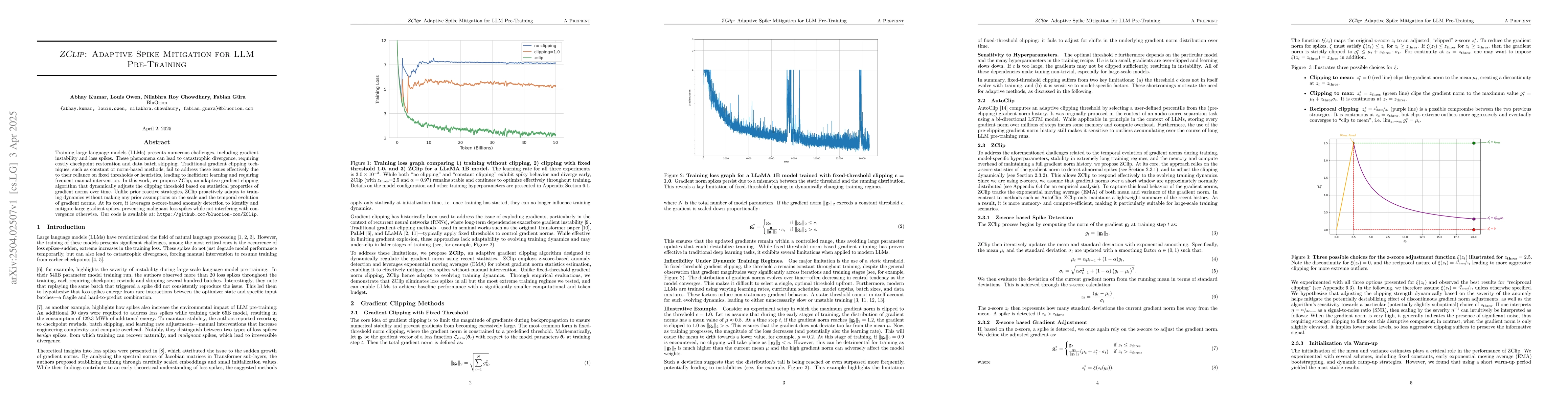Thumbnail for ZClip: Adaptive Spike Mitigation for LLM Pre-Training