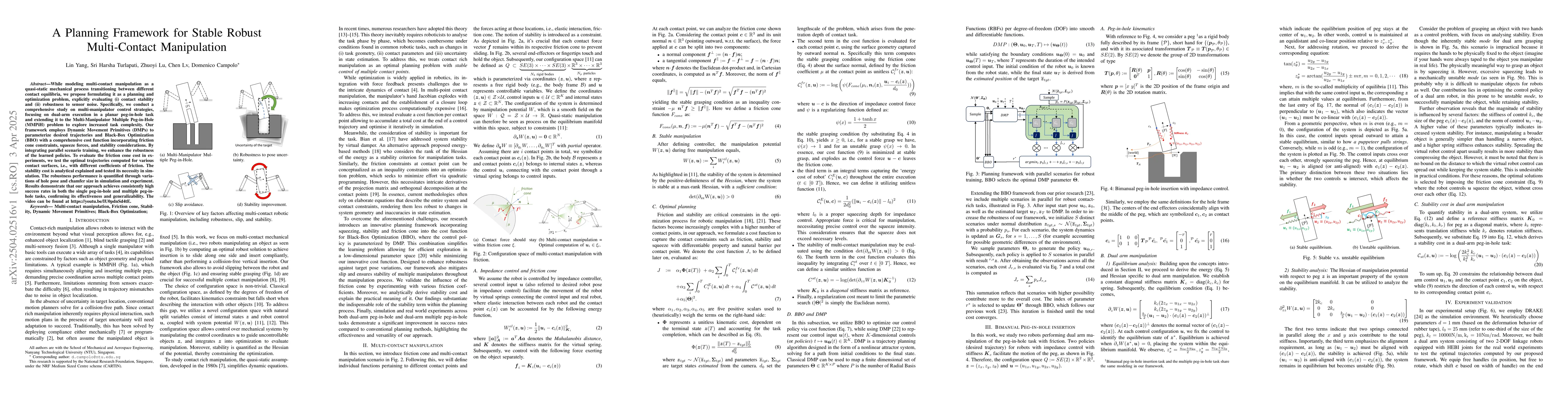 Thumbnail for A Planning Framework for Stable Robust Multi-Contact Manipulation