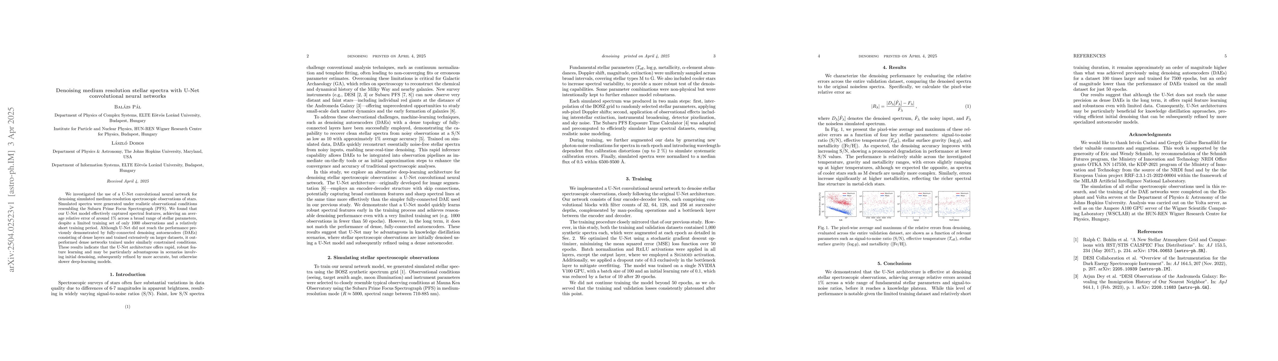 Thumbnail for Denoising medium resolution stellar spectra with U-Net convolutional
  neural networks